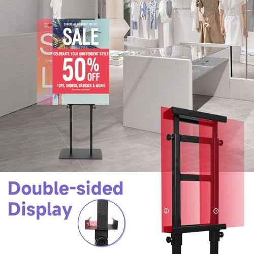 Poster Stand for Display - Double Sided Banner Board Holder w/ Non-Slip Heavy Duty Base, Adjustable Height Up to 80 inch, Standing Sign Holder for Foam Display (1 Pack)