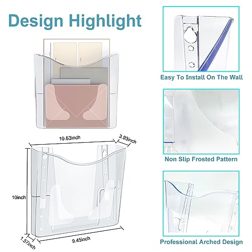 PAG 6 Pockets Wall File Holder Clear Acrylic Hanging File Organizer for Office and Home, Vertical
