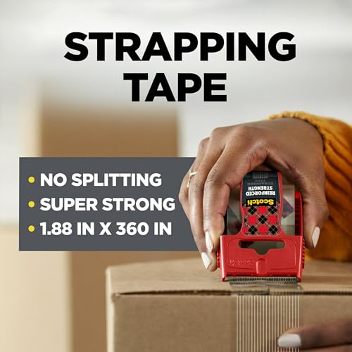 Scotch Reinforced Strapping Tape 1.88in x 30ft - Heavy Duty Packaging Tape, 1 Roll