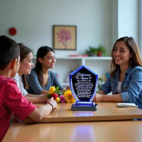 Difference Maker Gift for Women Men - Laser Engraved Crystal Definition Plaque, Inspirational Office Desk Decor for Teacher Nurse Mentor Boss, Appreciation Gifts for Retirement Promotion Recognition