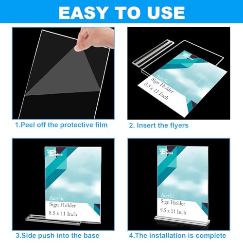 EHWINE 10 Pack Acrylic Sign Holders 8.5 x 11 Inch Double-Sided Tabletop Display Stands