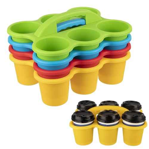 WRVCSS 4 Packs Plastic Cup Caddy for Drink Delivery, Classroom Caddy 12x9.5x5.1 Inches, Assorted Colors