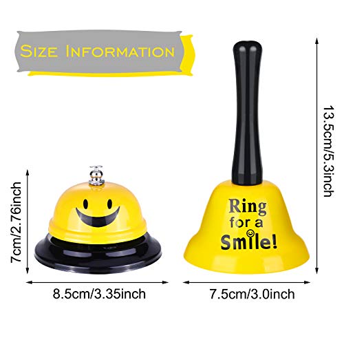 Hotop 2-Pack Service Call Bells - Yellow Smile Metal Hand & Desk Bells