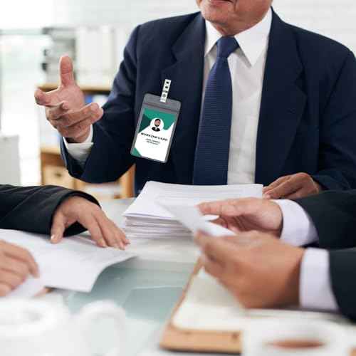 400 Pack Metal Badge Clips Double Hole ID Badge Clips with Clear PVC Straps for Name Tag ID Cards and Badge Holders Work Office Supplies