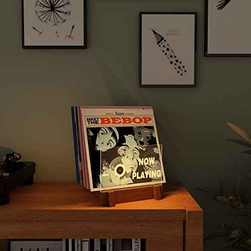 YuanDian Vinyl Record Display & Storage - Light Up Now Playing Acrylic Holder Shelf with LED Display & USB Power