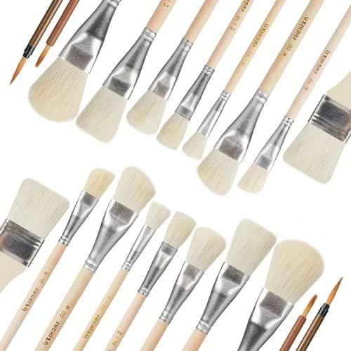 10 Pcs Pottery Glazing Brushes, Goat Hair Mop & Blending Brush Set for Ceramics, Acrylic Painting, Clay - Soft Bristle Artist Tools for Pottery Wheel, Canvas, Kiln Firing