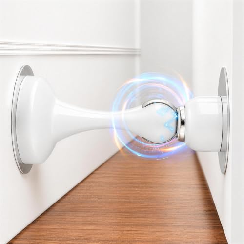 YDAJIURI Magnetic Door Stop - No Drilling, 3D Adhesive Tape, White, 1 Pack