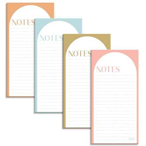 S&O Magnetic Notepads for Refrigerator 4 Pack, Sticky notes for Fridge Sets - Sticky Journals for Freezer - Magnetized memo sheets for cooler - 3.5¡± x 7¡±, 45 Pages