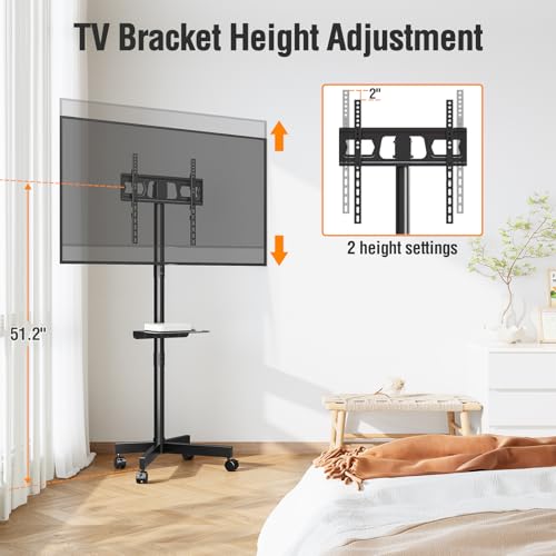 ELIVED Mobile TV Stand for 23-60" TV, VESA 400x400, Tilt, 77 Lbs Load