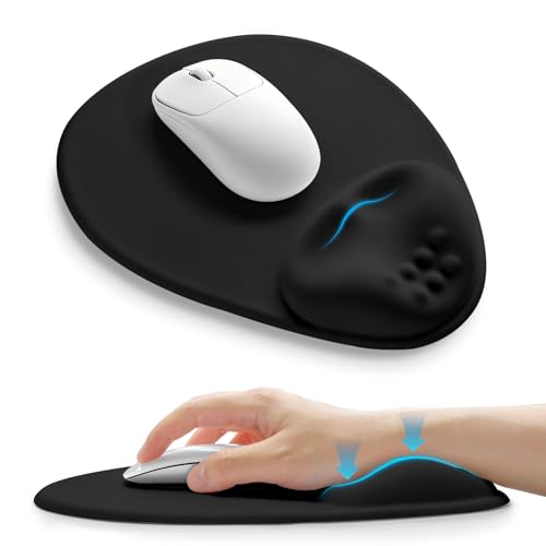 Basibutok Dark Night Black Ergonomic Palm & Wrist Mouse Pad with Memory Foam