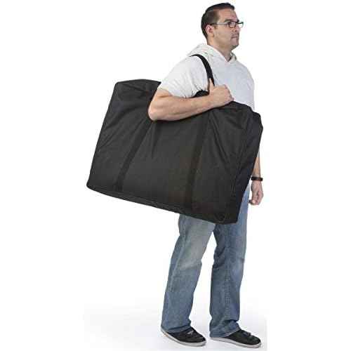 Displays2go Portable Trade Show Counter with Travel Bag, Locking Compartment - Foldable Booth Display Counter for Events - Black (LCTCNTBLK)