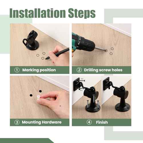 2 Pack Heavy Duty Floor Mounted Door Stop 3.5 Inch Aluminum Commercial Grade Door Stopper with Rubber Bumper & Stainless Steel Screws Black