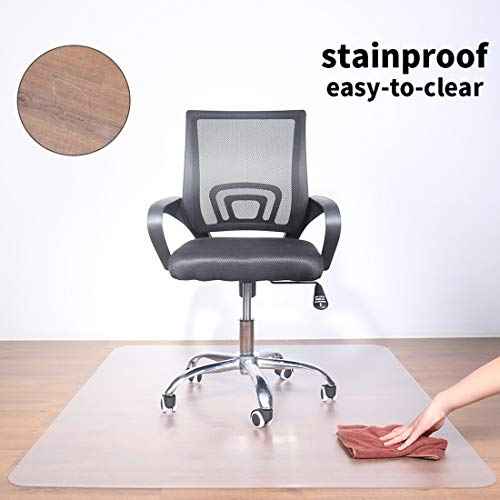 LeapYouth Large Office Chair Mat for Hardwood Floors - 48"¡¿60" Anti-Slip Desk Chair Mat for Rolling Chairs - Heavy Duty Floor Protector for Home Office - Easy Clean and Flat Without Curling
