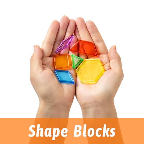 128 Translucent Geometric Shape Blocks Set for Light Table Educational Toys