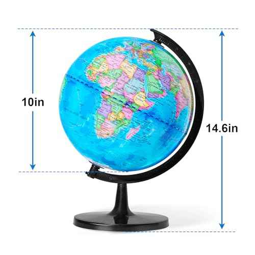 GOCHANGE Globe for Kids Learning, 10" Geography Educational Globe with Thickened Stand - More Stable for Children & Teachers, 360¡Æ Spinning Educational Tools & Desk Decorations & Gifts