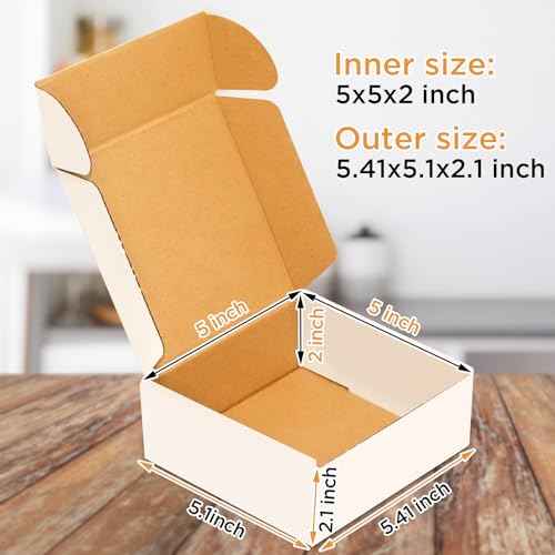 Corrugated Mailer, Pack of 50, Small Shipping Box, White box (5X5X2)