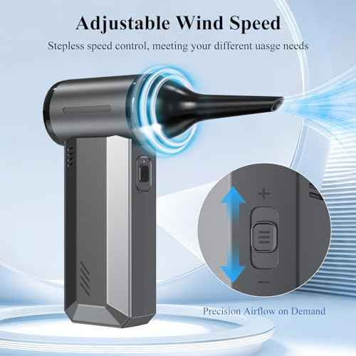 Minthouz Compressed Air Duster-180000RPM Electric Air Duster, Adjustable Wind Speed, Rechargeable Mini Air Blower for Computer, Keyboard, Outdoor, Car Cleaning, Reusable Replaces Compressed Air Can