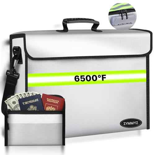 File Organizer Bag with Removable Folder Layers/Wallet,6500¡ÆF Fireproof Document Organizer with Lock&Reflective Strip,Portable Home Travel Safe Storage Box for Important Documents(14.1x9.5x4.2 inches)