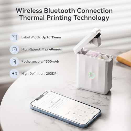 NIIMBOT D110 Upgraded Version Mini Label Maker Machine with 3 Tapes, Portable Bluetooth Thermal Printer, Sticker Labeler with Multiple Templates for Office Organization Home Kitchen School, White