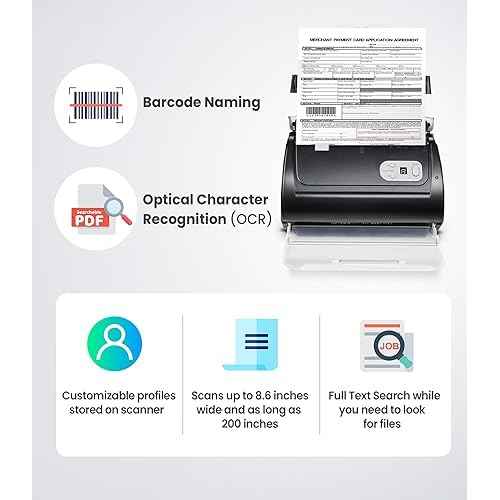 Plustek PS188 High Speed Double-Sided Color Document Scanner, with Automatic Document Feeder (ADF), 30 Pages Per Minute, Support Windows 7/8/10/11