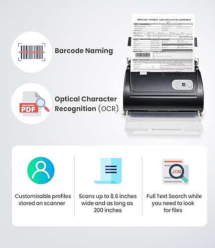 Plustek PS188 High-Speed Duplex Document Scanner 30 PPM with 50-Sheet Feeder