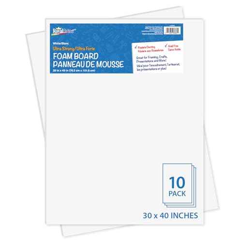 Royal Brites Premium White Foam Board 30¡± x 40¡±, Sturdy & Lightweight 3/16" Thick Board for Art, Work Presentations, & School Projects, Pack of 10