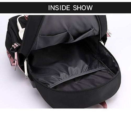 16.8 Inch Laptop Backpack Casual Cartoon Schoolbag Large Capacity Shoulder Bag for School Travel Hiking (with Cute Pendant)