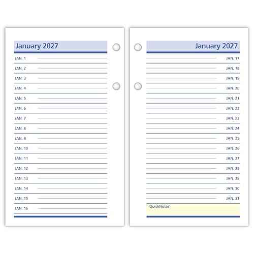 AT-A-GLANCE 2026 Desk Calendar Refill, Daily, 3-1/2" x 6", Standard, Loose-Leaf, QuickNotes (E5175026)