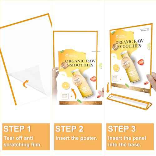 6 Pack Acrylic Sign Holder 8.5 x 11 Inch Gold, Double Sided Clear Display Stand for Wedding Table Numbers, Menu Holder, Picture Frame, Plastic Gold Sign Holder for Office, Restaurant, Party