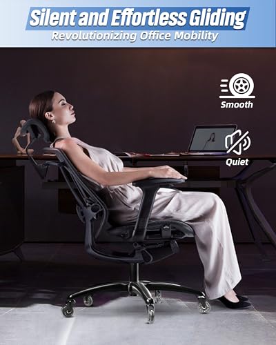 28" Heavy-Duty Office Chair Base Replacement with Wheels (Set of 5), Metal Base with Casters, Total Height: 7.5" (18.9 cm), Compatible with 2" Gas Cylinder