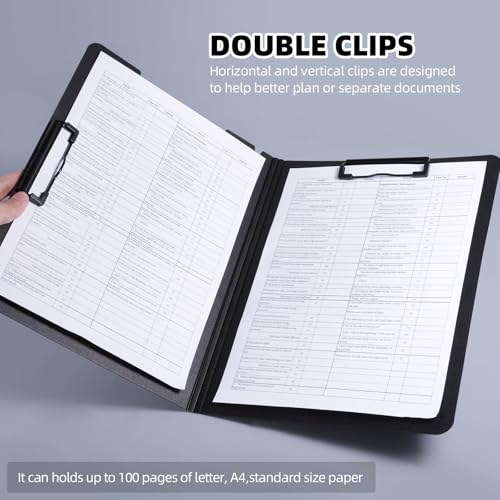 Clipboard Folder, A4 Foldable Clipboard with Horizontal and Vertical Double Metal Clips, 360 Degree Foldable Binder Clipboards with Pen Holder, File Cover Work Folder Clipboards, Green