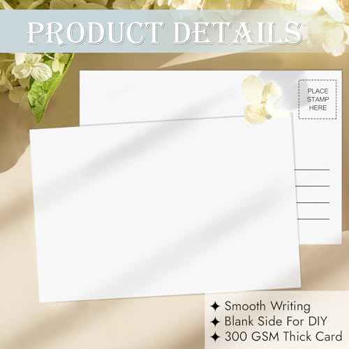 Blank Postcards for Mailing, 80 Post Cards for Mailing, 300 GSM White 4 x 6 inches Cardstock Paper Mailable Printable Postcards Bulk for Birthday, Thank You, Business Postcards