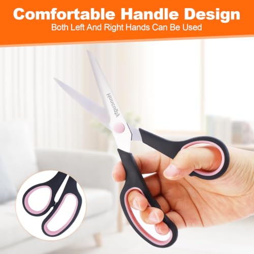 Hnncugty 8-Inch All-Purpose Scissors 6 Pack Black & Grey for Office & Crafts