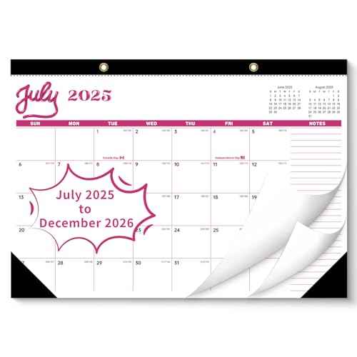 Desk Calendar 2026 , JXAVO Wall Calendar 2025-2026 Large Size 17" X 12" Covers July 2025 - December 2026, Pink Cute Desktop Monthly Calendar for Home Classroom School or Teacher Gifts & Office Supplies