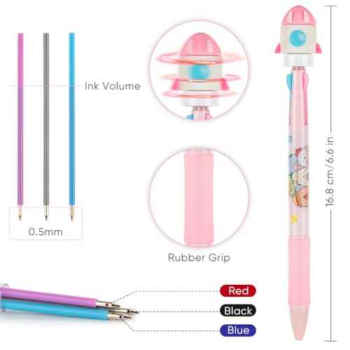 24 Fidget Spinner Multicolor Pen in One 3-in-1 | Fun Cute Pens for Kids & Adults | Stress Relief Rotating Pen 0.5mm | Perfect for School, Office, Home, Birthday Gifts