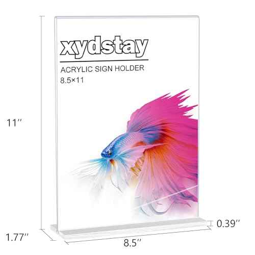 12pack Acrylic Sign Holder 8.5 X 11, Vertical T Shape Clear Plastic Paper Sign Holder, Menu Holder Display Stand, FLyer Table Sign Holder for Restaurant, Office, School, Store and Home Use