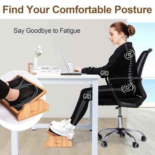 StrongTek Ergonomic Rocking Foot Rest for Under Desk, Adjustable Foot Stool with Non-Slip Surface, Three Positions for Comfort & Stability, Enhances Posture & Circulation, Ideal for Office & Home Use