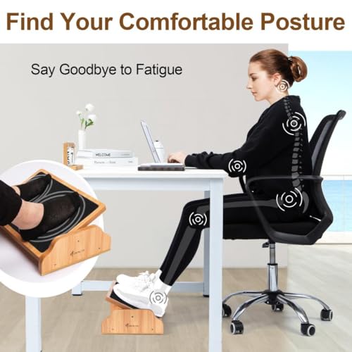 StrongTek Under Desk Adjustable Wooden Foot Rest with 3 Positions