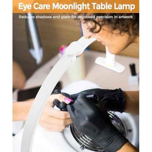 Half Moon Light for Nail Desk, 30In Large Foldable Nail Lamp for Desk with Phone Holder/Carrying Bag Professional Stable Moonlight 10 Brightness 3 Color Modes for Salon/Beauty/Eyelashes/Tattoos/Crafts