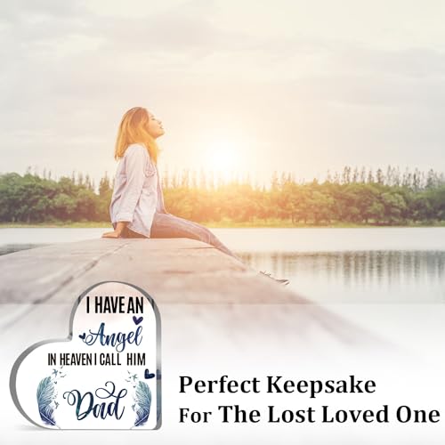 Dad Angel Sympathy Memorial Gift Heart Acrylic Paperweight - Loss Remembrance Keepsake