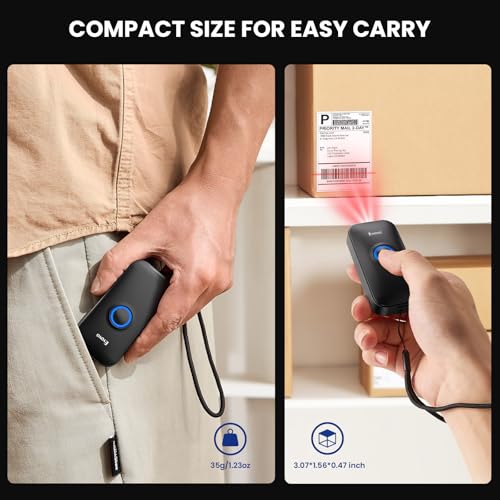 Eyoyo Mini 1D Bluetooth Barcode Scanner - Black Portable Handheld