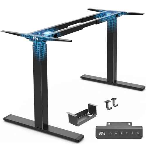 Huuger Dual Motor Electric Standing Desk Frame, Sit Stand up Desk Leg for 47.2¡± to 86.6¡± Desktop, Computer Desk Leg with Cable Tray, 3 Memory Height Presets, 2 Hooks, Black Frame Only