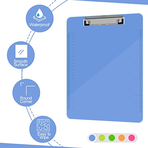HERKKA 25 Pack Plastic Clipboards Low-Profile A4 Letter Size Assorted Transparent