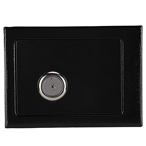 Steel Safe Box with Key Lock, Anti-Theft Security Storage for Cash, Jewelry, Documents, Home & Office Use, Includes 2 Keys & Screws