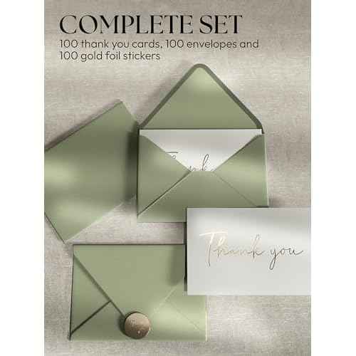 Wedding & Baby Shower Thank You Cards - Set of 100 Blank Cards & Envelopes - 4x6