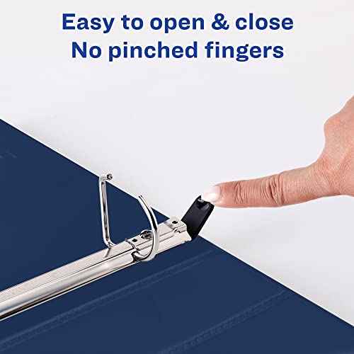 Avery Heavy Duty View 3 Ring Binder, 1.5" One Touch Slant Ring, Holds 8.5" x 11" Paper, 4 Navy Blue Binders (79871)