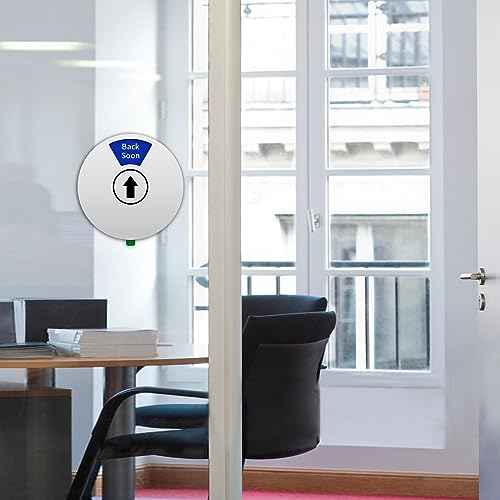 Office Door Sign- Do Not Disturb/Out of Office/Please Knock/In a Meeting/Working Remotely/Back Soon, Rotating Privacy Door Sign Conference, 6 Inch, Silver