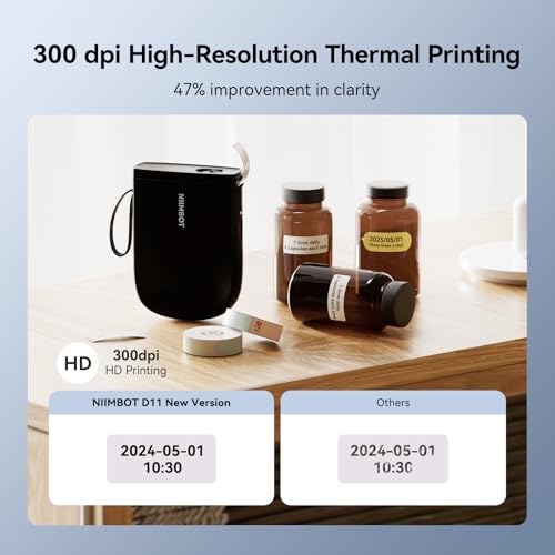 NIIMBOT D11 Label Maker Bluetooth Portable Printer with 1 Tape - Black