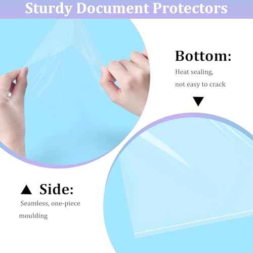 50 Pack No Holes Sheet Protectors 8.5 x 11 Inch Letter Size Page Protectors for Documents, Prints, Top Loading Heavyweight Clear View Plastic Sleeves for Papers, Artworks, Photos