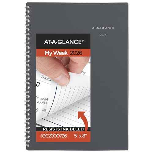 AT-A-GLANCE 2026 Planner, Weekly & Monthly, 5" x 8", Small, DayMinder, Gray (GC2000726)